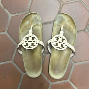 Tory Burch cork footbed leather sandal apricot/peach color size 12